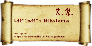 Kálmán Nikoletta névjegykártya