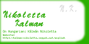 nikoletta kalman business card