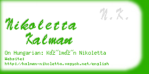 nikoletta kalman business card
